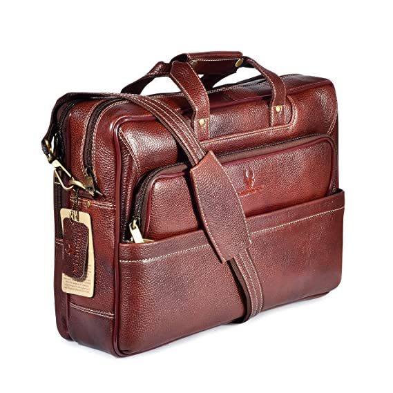 Buy Wildhorn 16 Inch Classic Leather Laptop Office Bag Messenger For Men And Women Brown (Brown) on EMI