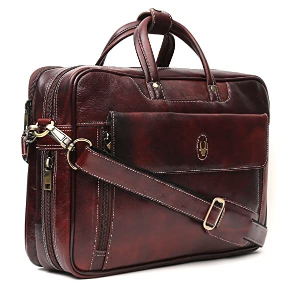 Buy Wildhorn 15.5 Inch Leather Office Laptop Messenger Bag For Men And Women Brown (Brown) on EMI