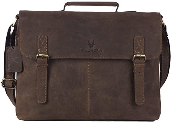 Buy Wildhorn 15.5 Inch Leather Office Laptop Messenger Bag For Men And Women Reddish Brown (Reddish Brown) on EMI