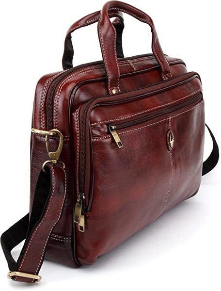 Buy Wildhorn 15.5 Inch Leather Office Laptop Messenger Bag For Men And Women Brown (Brown) on EMI