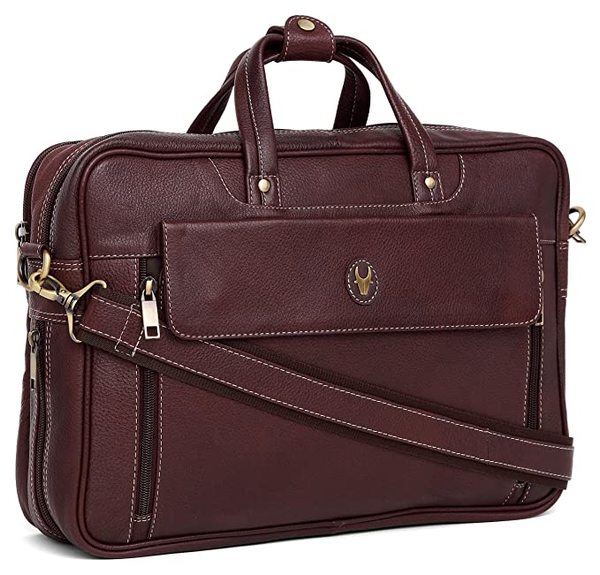 Buy Wildhorn 15.5 Inch Leather Office Laptop Messenger Bag For Men And Women Brown (Brown) on EMI