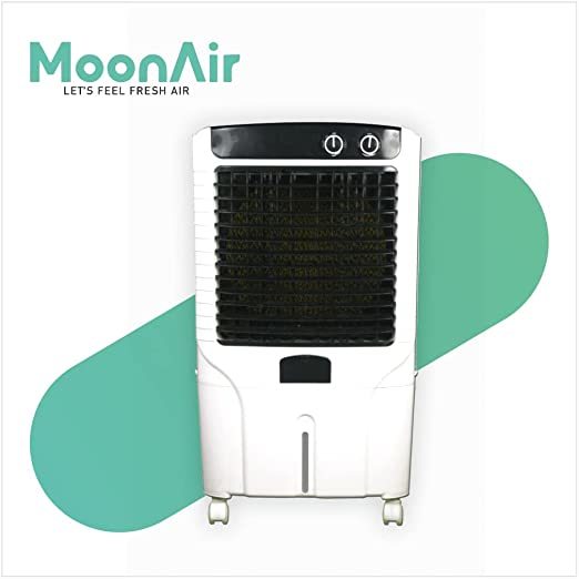 Buy Moonair Plastic Platinum 65 Desert Air Cooler With 65 Liters Water Tank; 5 Fin Power Flow Blade; Castor Wheels For easy Movement; 4 Way Air Deflection; 3 speed (65-L , Black And White) on EMI
