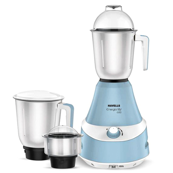 Buy Havells Energia 600 Watt Mixer Grinder with 3 Jar (Blue) (GHFMGCBW060) on EMI