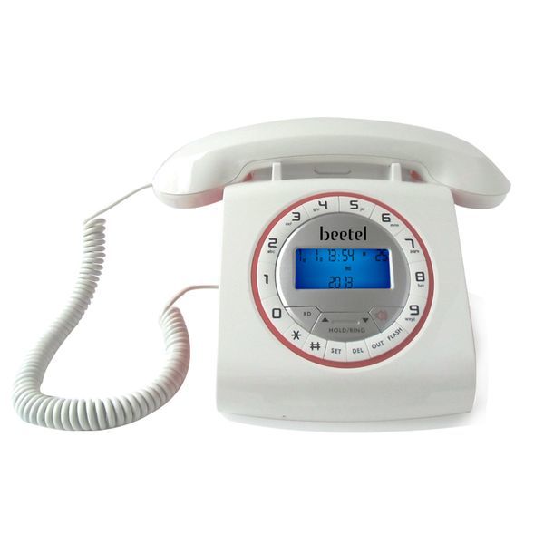 Buy Beetel M73 Caller ID Corded Landline Phone with 16 Digit LCD Display, Retro Design, Alphanumeric Keypad, 2-Way Speaker Phone, Adjustable Ringing (Red & White)(M73) on EMI