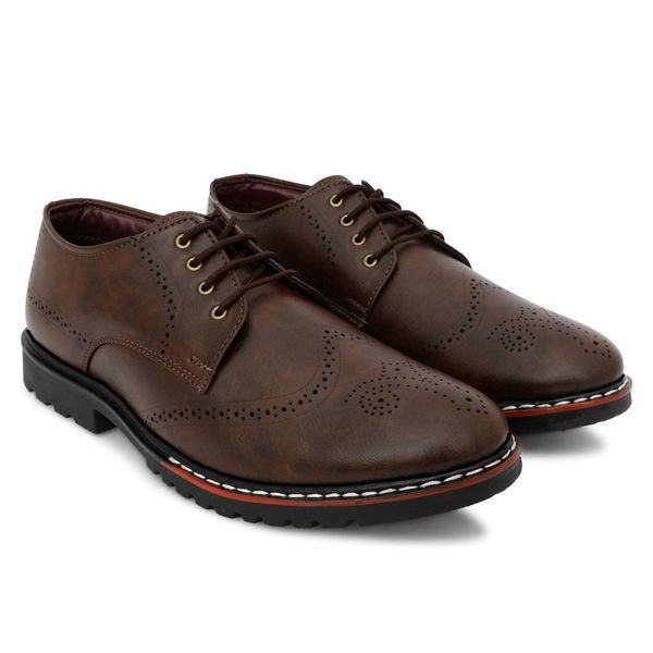 Buy Woyak Synthetic Leather Formal Office Shoes For Men (Brown) on EMI