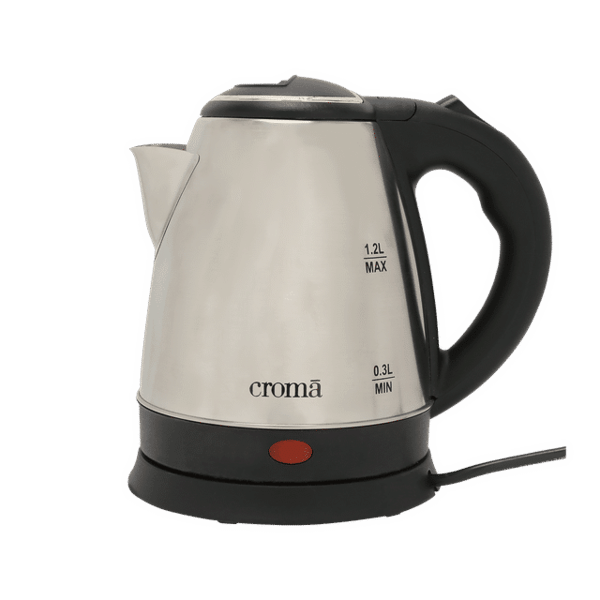 Buy Croma 1.2 Litres 1500 Watts Electric Kettle (Crak3057, Detachable Base, Silver) (Silver) - A Tata Product on EMI