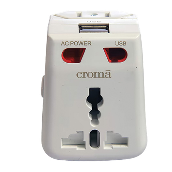 Buy Croma Type A 2 Port Charger (Adapter Only, Led Indicator, White) With 1 Year Warranty (White) - A Tata Product on EMI