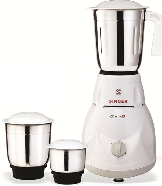 Buy Singer Duro Plus 500 W Mixer Grinder (3 Jars, White) on EMI