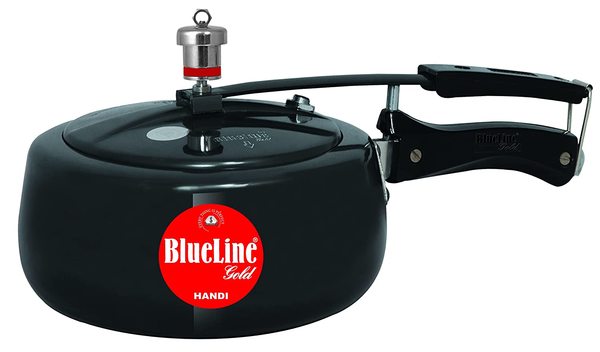 Buy BLUE LINE GOLD Hard Anodized Handi Inner Lid Aluminium Pressure Cooker, Black (Non Induction Compatible, 3.5 Litre) on EMI