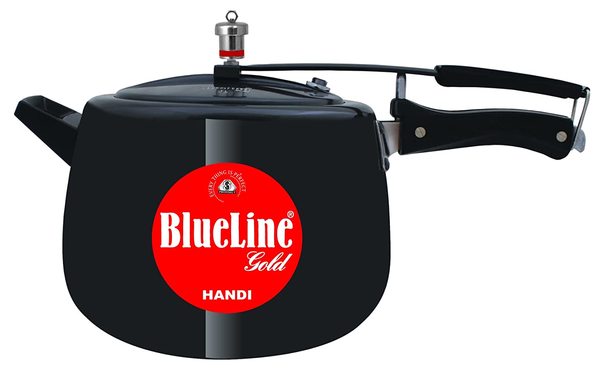 Buy BLUE LINE GOLD Hard Anodized Handi Inner Lid Aluminium Pressure Cooker, Black (Non Induction Compatible, 7 Litre) on EMI