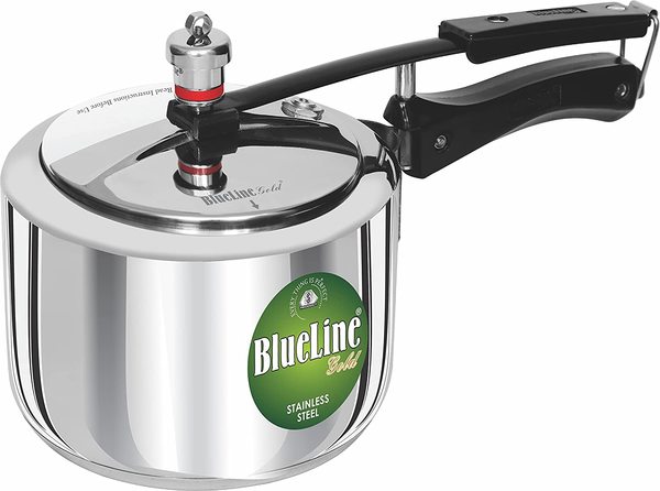 Buy BLUE LINE GOLD Stainless Steel Induction Compatible Inner Lid Pressure Cooker, Silver (2 Litre) on EMI