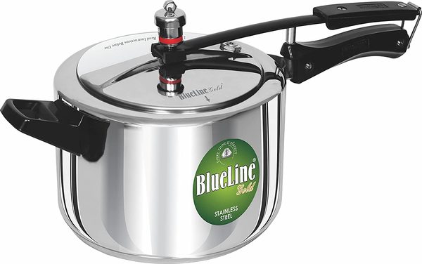 Buy BLUE LINE GOLD Stainless Steel Induction Compatible Inner Lid Pressure Cooker, Silver (5 Litre) on EMI