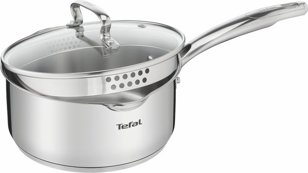Buy Tefal Duetto Plus 18Cm Stainless Steel Sauce Pan With Glass Lid on EMI