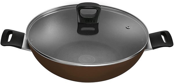 Buy Tefal Day By Day 28Cm Black Non Stick Kadhai With Lid on EMI