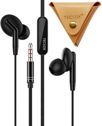 Buy TecSox BassBuds Earphones with Mic|High BASS 12mm Powerful Driver,3.5mm Wired Headset (Black, In the Ear) on EMI