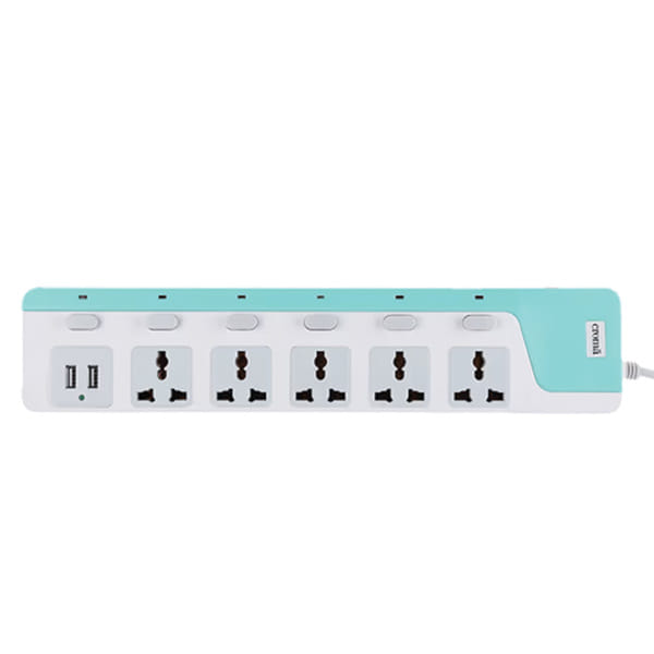 Buy Croma 4 Sockets Surge Protector With Individual Switch (2 Meters, Child Safety Shutter, Blue) 1 Year Warranty - A Tata Product on EMI