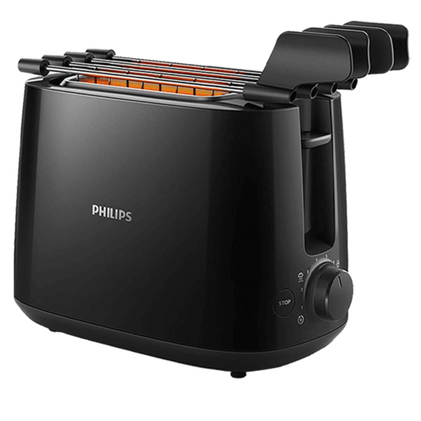 Buy Philips Daily Collection 600 Watts 2-Slice Toaster (Integrated Bun Rack, HD2583/90, Black) on EMI