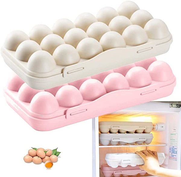 Buy Plastic Food Grade Egg Storage Box with Lid Stackable Egg Storage Container with 18 Grids Egg Tray for Fridge Kitchen Countertop (Pack of-1 Multicolour) on EMI