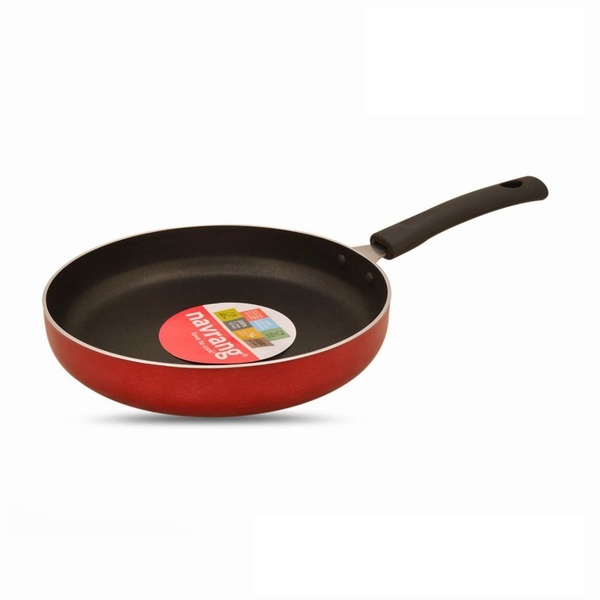 Buy Navrang Non Stick Non Induction Aluminium Straight Fry Pan, 230mm,Red, on EMI