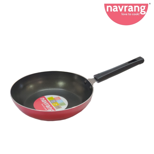 Buy Navrang Non Stick Non Induction Aluminium Fry Pan Small,220mm, Red on EMI