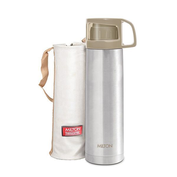 Buy Milton Glassy 1000 Thermosteel 24 Hours Hot and Cold Water Bottle with Drinking Cup Lid, 1 Litre, Grey | Leak Proof | Office Bottle | Gym Bottle | Home | Kitchen | Hiking | Trekking | Travel Bottle on EMI