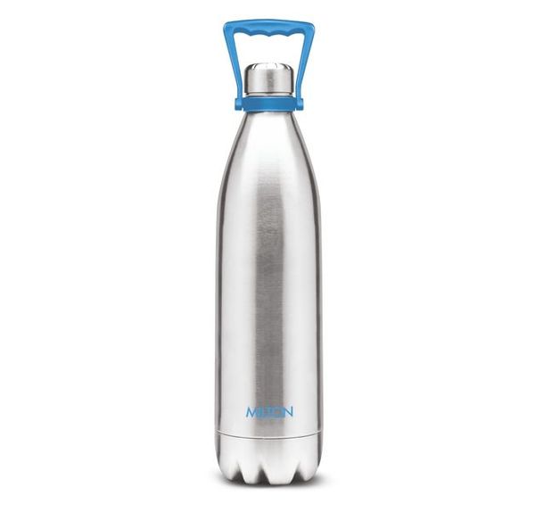 Buy Milton Duo 2200 Thermosteel 24 Hours Hot and Cold Water Bottle with Handle, 1 Piece, 2.02 Litres, Silver | Leak Proof | Office Bottle | Gym | Home | Kitchen | Hiking | Trekking | Travel Bottle on EMI