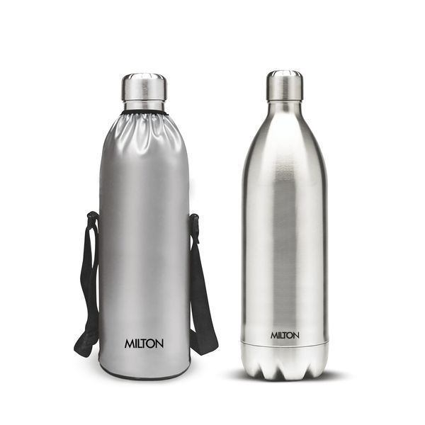 Buy Milton Duo DLX 1800 Thermosteel 24 Hours Hot and Cold Water Bottle with Bag, 1 Piece, 1.8 Liters, Silver | Leak Proof | Office Bottle | Gym | Home | Kitchen | Hiking | Trekking | Travel Bottle on EMI