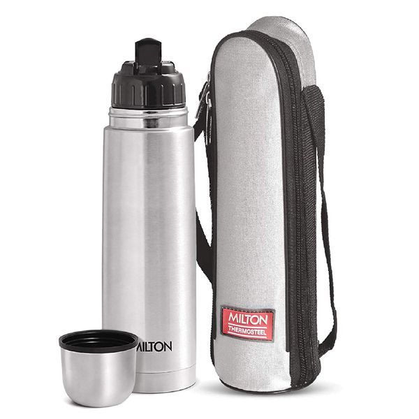 Buy Milton Flip Lid 1 Litre Thermosteel 24 Hours Hot and Cold Water Bottle with Bag, 1 Piece,  1000Ml, Silver | Leak Proof | Office Bottle | Gym Bottle | Home | Kitchen | Hiking | Trekking | Travel Bottle on EMI