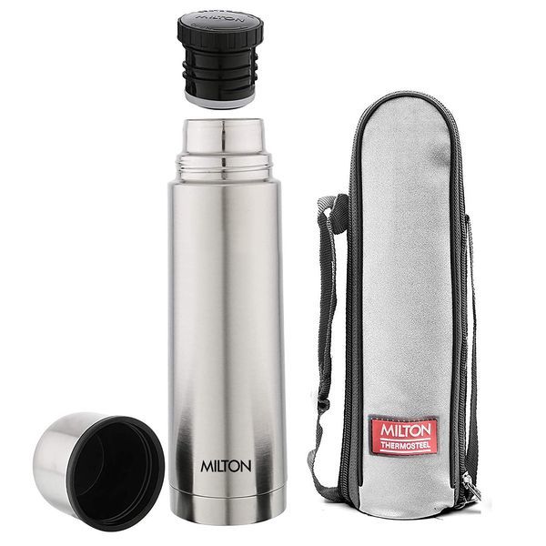 Buy Milton Plain Lid 1000 Thermosteel 24 Hours Hot and Cold Water Bottle, 1 Piece, 1 Litre, Silver | Leak Proof | Office Bottle | Gym Bottle | Home | Kitchen | Hiking | Trekking | Travel Bottle on EMI