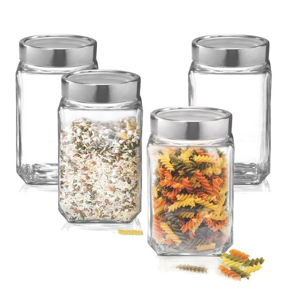 Buy Treo By Milton Cube Storage Glass Jar, Set of 4, 1000 ml Each, Transparent on EMI
