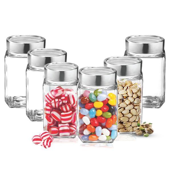 Buy Treo By Milton Cube Storage Glass Jar, Set of 6, 310 ml Each, Transparent on EMI