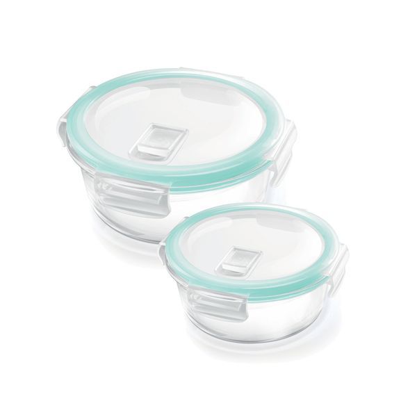 Buy Treo By Milton Hi Borosilicate Clip Fresh Round Container, Set of 2, 200 ml, 400 ml, Transparent | Air Tight | Microwave Safe | Oven Safe | Refrigerator Safe | BPA Free | Stackable | Dishwasher Safe on EMI