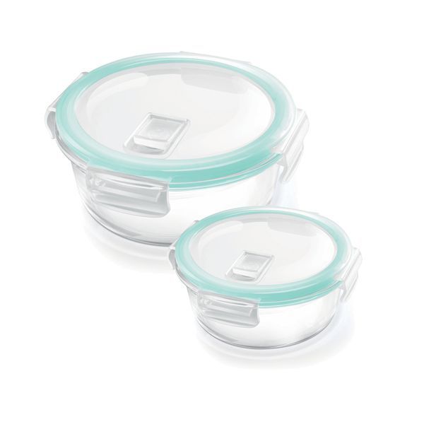 Buy Treo By Milton Hi Borosilicate Clip Fresh Round Container, Set of 2, 200 ml, 620 ml, Transparent | Air Tight | Microwave Safe | Oven Safe | Refrigerator Safe | BPA Free | Stackable | Dishwasher Safe on EMI