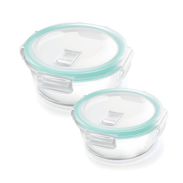 Buy Treo By Milton Hi Borosilicate Clip Fresh Round Container, Set of 2, 400 ml, 620 ml, Transparent | Air Tight | Microwave Safe | Oven Safe | Refrigerator Safe | BPA Free | Stackable | Dishwasher Safe on EMI