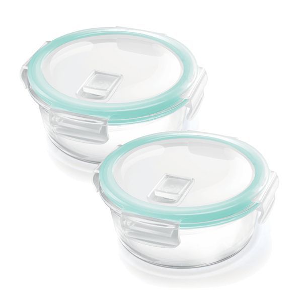 Buy Treo By Milton Hi Borosilicate Clip Fresh Round Container, Set of 2, 620 ml Each, Transparent | Air Tight | Microwave Safe | Oven Safe | Refrigerator Safe | BPA Free | Stackable | Dishwasher Safe on EMI