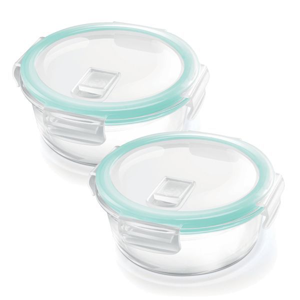 Buy Treo By Milton Hi Borosilicate Clip Fresh Round Container, Set of 2, 950 ml Each, Transparent | Air Tight | Microwave Safe | Oven Safe | Refrigerator Safe | BPA Free | Stackable | Dishwasher Safe on EMI