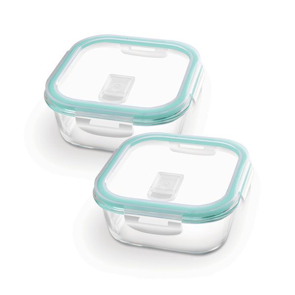 Buy Treo By Milton Hi Borosilicate Clip Fresh Square Container, Set of 2, 160 ml Each, Transparent | Air Tight | Microwave Safe | Oven Safe | Refrigerator Safe | BPA Free | Stackable | Dishwasher Safe on EMI