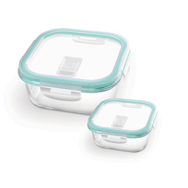 Buy Treo By Milton Hi Borosilicate Clip Fresh Square Container, Set of 2, 160 ml, 1200 ml, Transparent | Air Tight | Microwave Safe | Oven Safe | Refrigerator Safe | BPA Free | Stackable | Dishwasher Safe on EMI