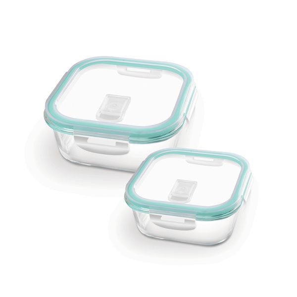 Buy Treo By Milton Hi Borosilicate Clip Fresh Square Container, Set of 2, 160 ml, 320 ml, Transparent | Air Tight | Microwave Safe | Oven Safe | Refrigerator Safe | BPA Free | Stackable | Dishwasher Safe on EMI