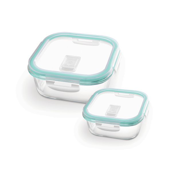 Buy Treo By Milton Hi Borosilicate Clip Fresh Square Container, Set of 2, 160 ml, 520 ml, Transparent | Air Tight | Microwave Safe | Oven Safe | Refrigerator Safe | BPA Free | Stackable | Dishwasher Safe on EMI