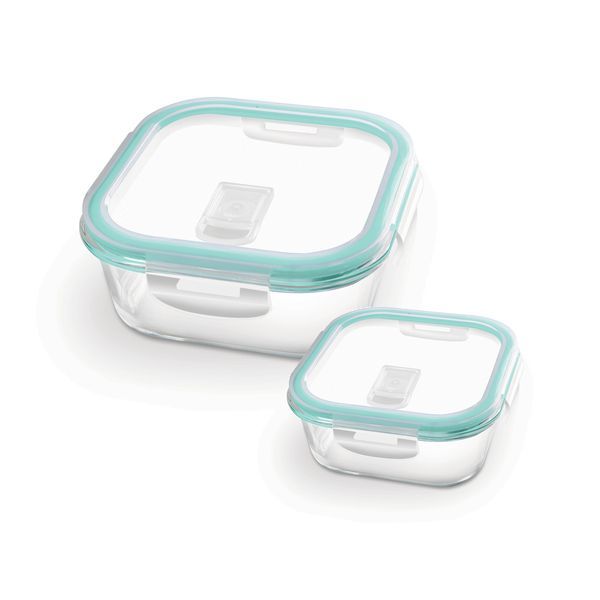 Buy Treo By Milton Hi Borosilicate Clip Fresh Square Container, Set of 2, 160 ml, 800 ml, Transparent | Air Tight | Microwave Safe | Oven Safe | Refrigerator Safe | BPA Free | Stackable | Dishwasher Safe on EMI