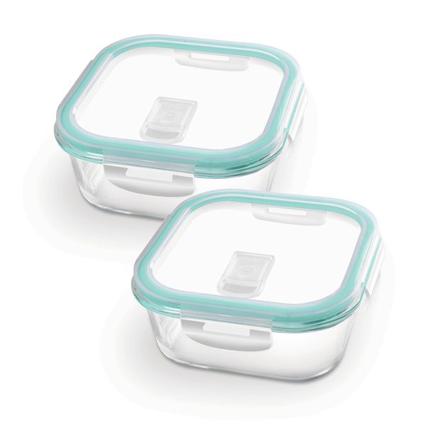 Buy Treo By Milton Hi Borosilicate Clip Fresh Square Container, Set of 2, 800 ml Each, Transparent | Air Tight | Microwave Safe | Oven Safe | Refrigerator Safe | BPA Free | Stackable | Dishwasher Safe on EMI