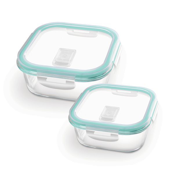 Buy Treo By Milton Hi Borosilicate Clip Fresh Square Container, Set of 2, 800 ml, 1200 ml, Transparent | Air Tight | Microwave Safe | Oven Safe | Refrigerator Safe | BPA Free | Stackable | Dishwasher Safe on EMI