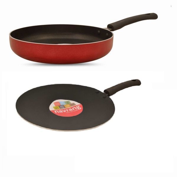 Buy Navrang Nonstick  Two Pieces Combo Set Roti Tawa And Stright Fry Pan on EMI