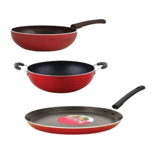 Buy Navrang Nonstick  Three Pieces Cookware Set Kada, Fry Pan And Dosa Tawa on EMI