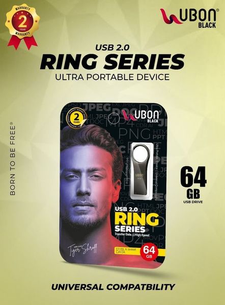 Buy UBON BLACK USB 2.0 RING SERIES ULTRA PORTABLE PEN DRIVE DEVICE UNIVERSAL COMPATBILITY 64 GB TRANSFER DATA @ HIGH SPEED on EMI