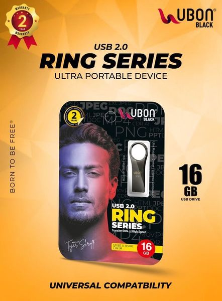 Buy UBON BLACK USB 2.0 RING SERIES ULTRA PORTABLE PEN DRIVE DEVICE UNIVERSAL COMPATBILITY 16 GB TRANSFER DATA @ HIGH SPEED on EMI