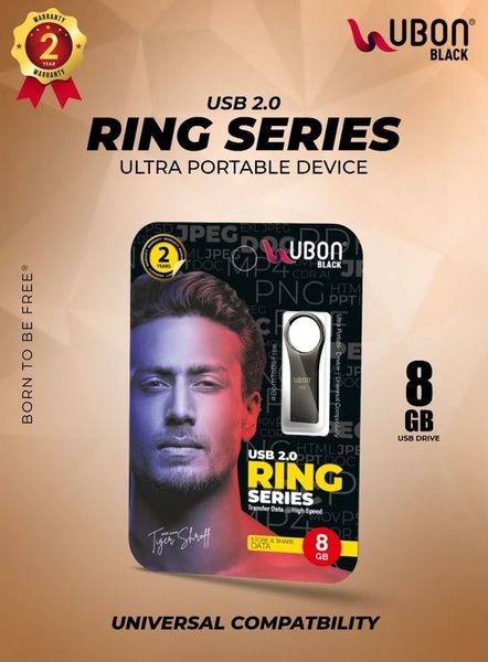Buy UBON BLACK USB 2.0 RING SERIES ULTRA PORTABLE PEN DRIVE DEVICE UNIVERSAL COMPATBILITY 8 GB TRANSFER DATA @ HIGH SPEED on EMI