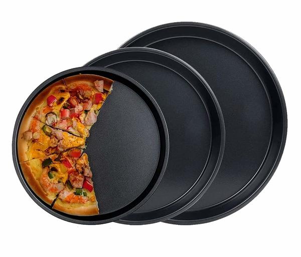 Buy Zello Carbon Steel Pizza Tray for Microwave Oven Non Stick Baking Pizza Pan - Set of 3 - Black - (20 cm - 23 cm - 25 cm) on EMI