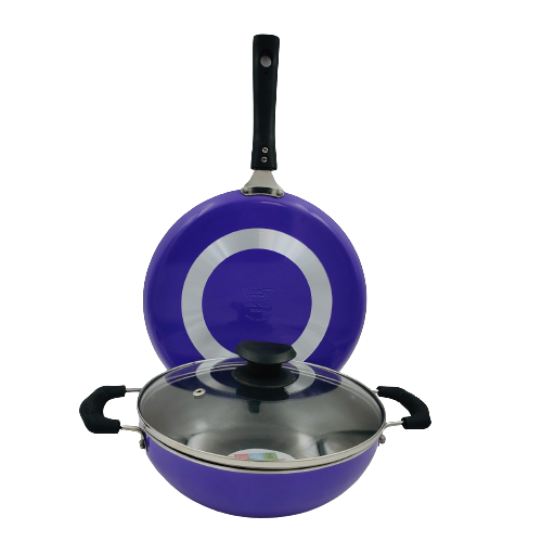 Buy Navrang Nonstick Cookware Set Dosa Tawa 260+Kadai 220+Glass lid, Purple Color,Non-Induction on EMI